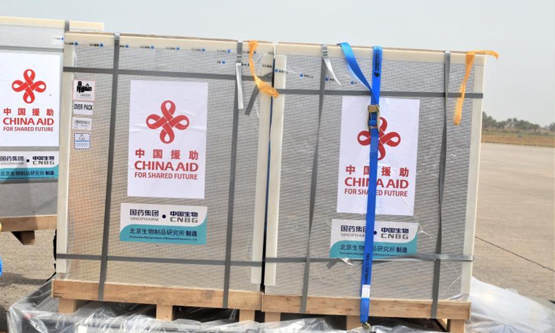 Photo taken on Feb. 25, 2021 shows a consignment of the Sinopharm COVID-19 vaccine donated by China at an airport in Freetown, Sierra Leone. Sierra Leone on Thursday received a consignment of 200,000 doses of China's Sinopharm COVID-19 vaccine donated by China to support the country's vaccination campaign. (Photo by Abu/Xinhua)