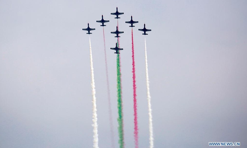 Pakistani President Arif Alvi reviews the armed forces during Pakistan Day military parade in Islamabad, capital of Pakistan, March 25, 2021. Pakistan on Thursday held the Pakistan Day military parade in the capital Islamabad with full zeal and fervor. Photo:Xinhua
