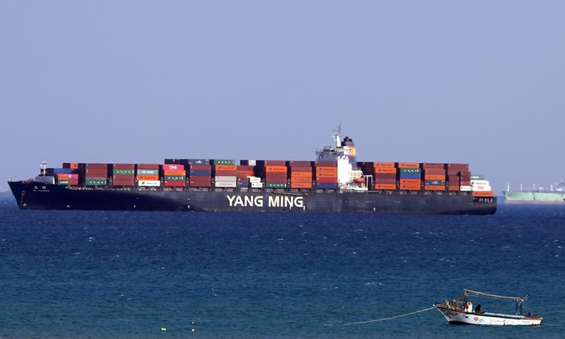Ships wait to pass the Suez Canal in the Gulf of Suez, Egypt, on March 26, 2021. Egypt's Suez Canal Authority (SCA) said on Thursday that it has temporarily suspended navigation through the world's busiest shipping course until the grounded cargo ship is completely freed.Photo:Xinhua