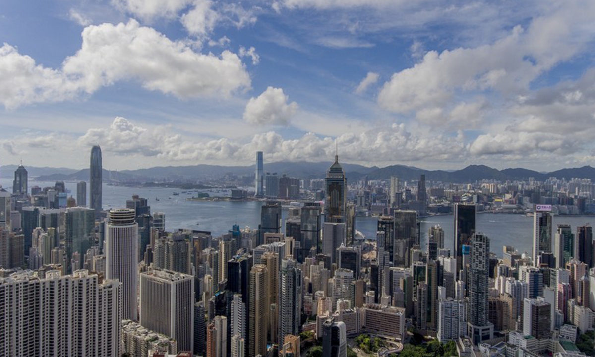 Aerial photo taken on July 16, 2020 shows the Wan Chai of south China's Hong Kong. (Xinhua/Lui Siu Wai)