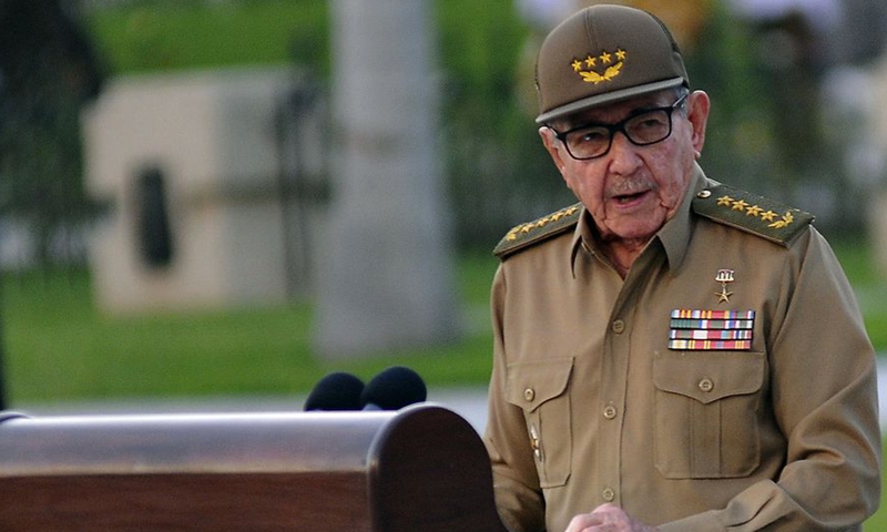Raul Castro, first secretary of the Central Committee of the Communist Party of Cuba, speaks during a ceremony marking the 60th anniversary of Cuba's revolution in Santiago de Cuba, Cuba, Jan. 1, 2019.File photo:Xinhua