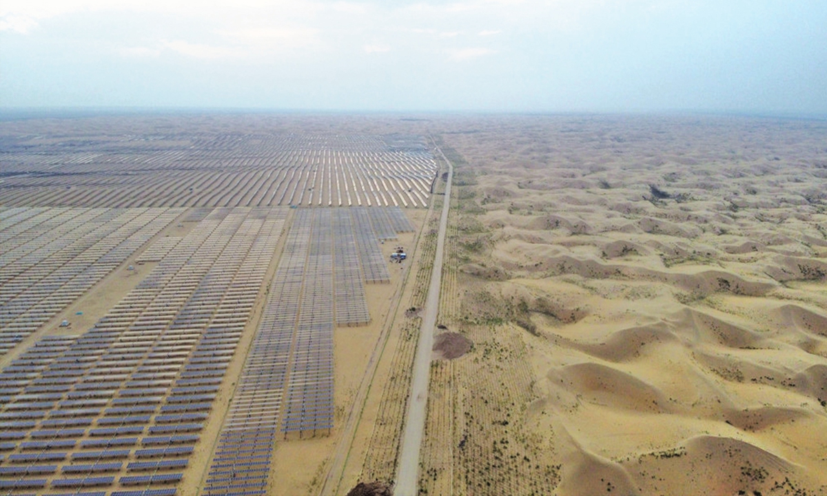 A photovoltaic power station in Dalad Banner, Ordos of North China’s Inner Mongolia Autonomous Region. Photo: IC