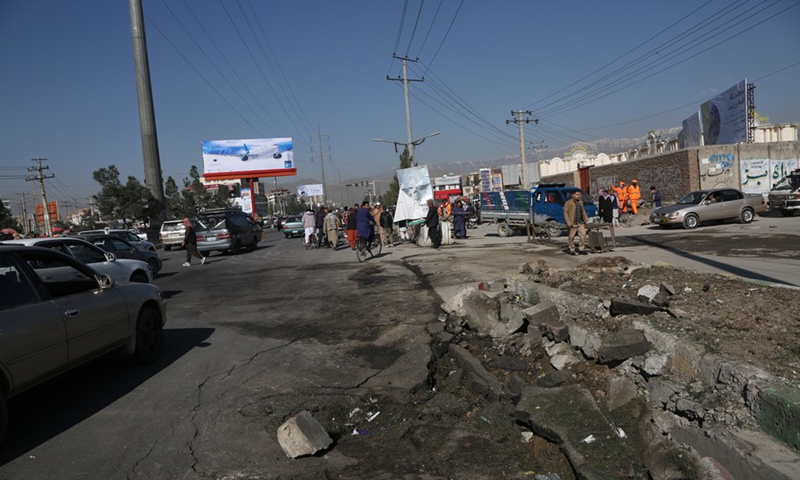 Photo taken on April 21, 2021 shows the site of an explosion in Kabul, Afghanistan.(Photo: Xinhua)