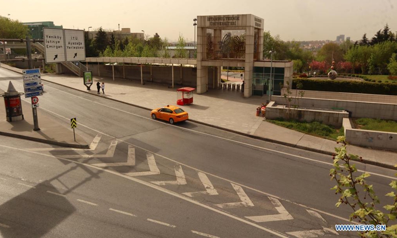 Few cars drive on the street during the lockdown in Istanbul, Turkey, May 3, 2021. Turkey is currently under full lockdown that began on Thursday and will last until May 17, in an attempt to reduce the growing COVID-19 cases ahead of the tourism season. (Xinhua/Xu Suhui) 