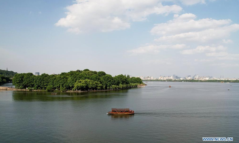 Aerial photo taken on May 7, 2021 shows a view of the West Lake scenic area in Hangzhou, capital of east China's Zhejiang Province.Photo:Xinhua