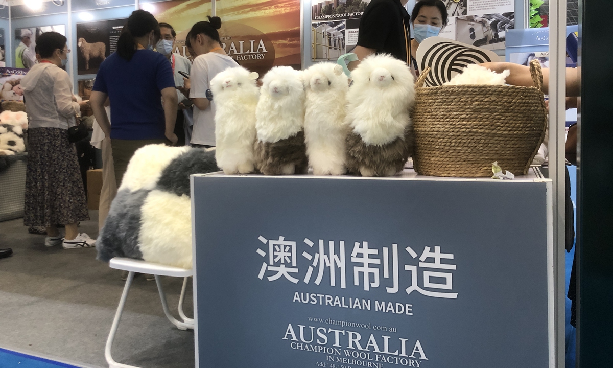 Australian firm Champion Wool Factory presents its wool products during the China International Consumer Products Expo in Haikou, capital of South China’s Hainan Province on Saturday. Photo: Zhang Hongpei/GT