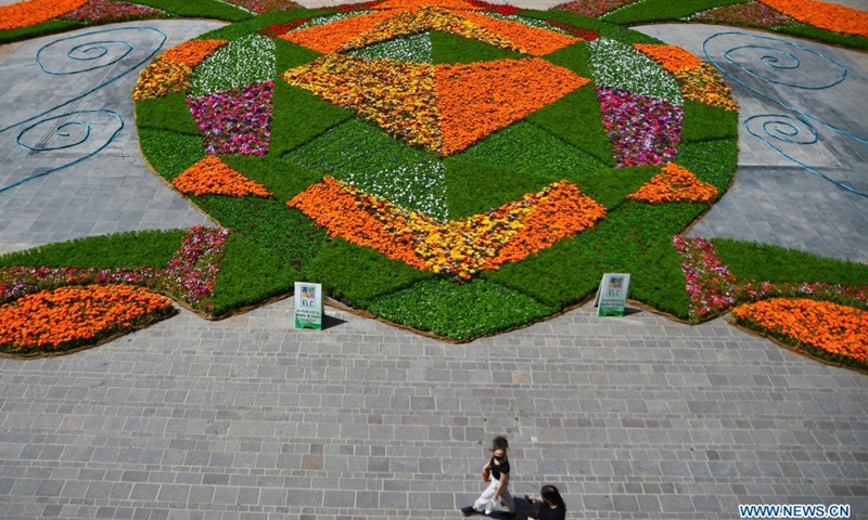 St. George's Square is decorated with flowers and plants during Valletta Green Festival in Valletta, capital of Malta, on May 7, 2021. The Valletta Green Festival was launched on Friday with this year's theme of zero pollution.Photo:Xinhua