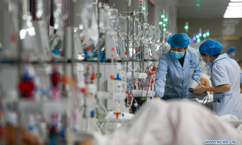 Nurses work at a hospital in Daoxian County, central China's Hunan Province, May 12, 2021. China had more than 4.7 million registered nurses by the end of 2020, the National Health Commission said on International Nurses Day, which falls on Wednesday.(Photo: Xinhua)