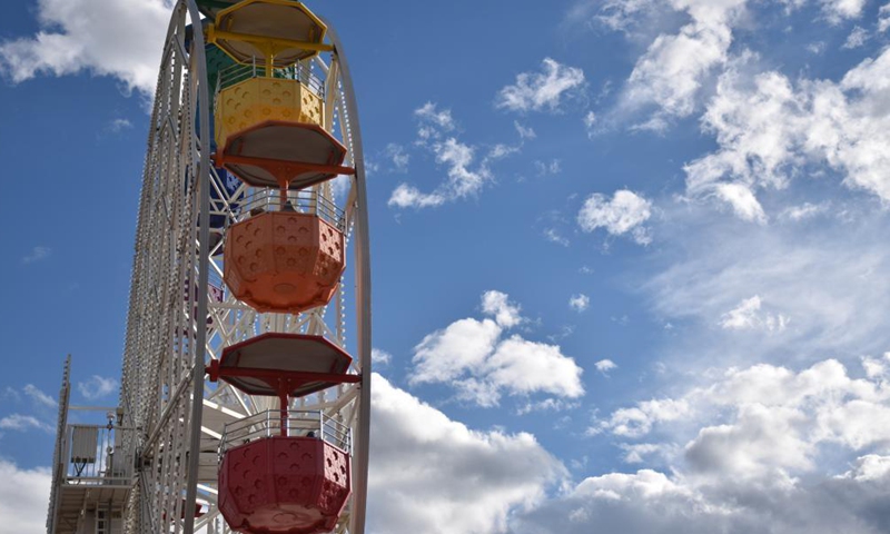 A ferris wheel is seen at Tibidabo Amusement Park in Barcelona, Spain, May 20, 2021. Tibidabo Amusement Park reopened to the public on May 15 after being closed for a year due to the COVID-19 pandemic.Photo:Xinhua