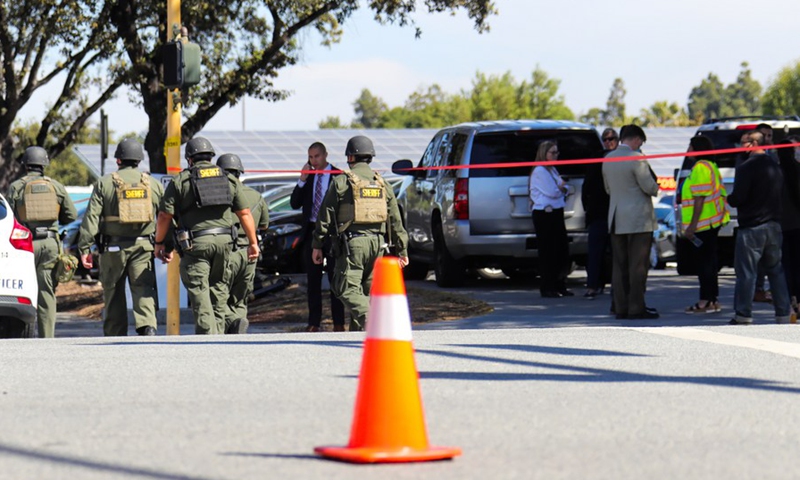 Police and investigators work at the scene of a mass shooting in San Jose, California, the United States, on May 26, 2021. (Photo: Xinhua)