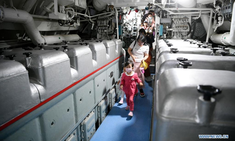Relatives of fire fighters visit a military culture park in Yinchuan, northwest China's Ningxia Hui Autonomous Region, May 30, 2021. Fire fighting department of Xingqing District in Yinchuan City on Sunday organized the visit for fire fighters and their children to greet the upcoming International Children's Day.(Photo: Xinhua)
