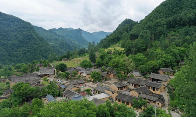 Aerial photo taken on May 19, 2021 shows a view of the ancient Daoping Village of Huixian County, Longnan City, northwest China's Gansu Province.(Photo: Xinhua)