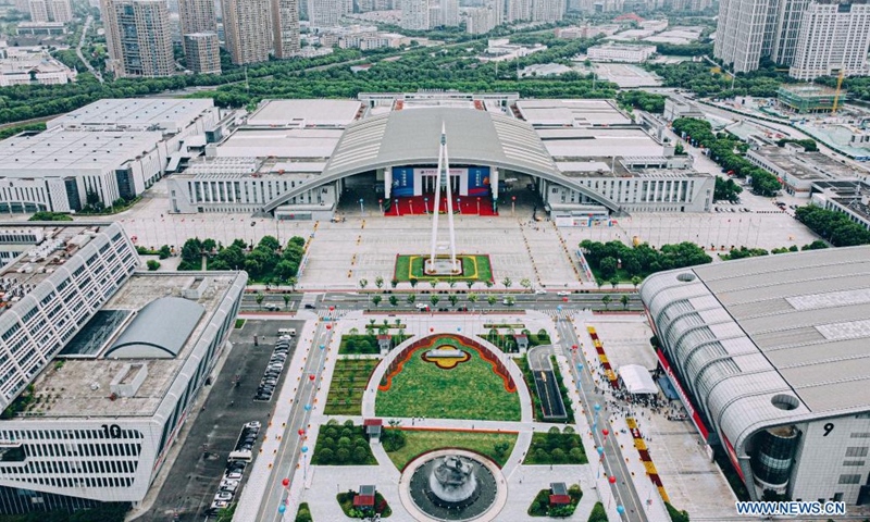 Aerial photo taken on June 8, 2021 shows the main venue of the 2nd China-Central and Eastern European Countries (CEEC) Expo in Ningbo, east China's Zhejiang Province. The 2nd China-CEEC Expo opened in Ningbo on Tuesday.(Photo: Xinhua)