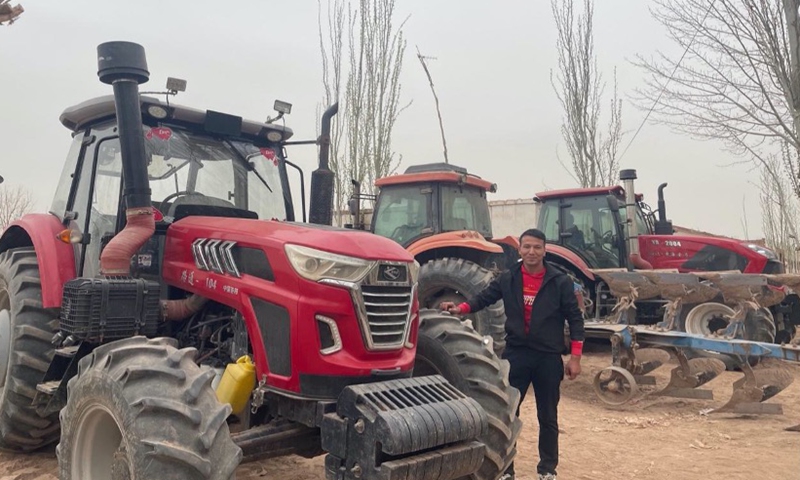 Yiburayin Yasen's multi-function tractor in Xinjiang's Kashi Prefecture