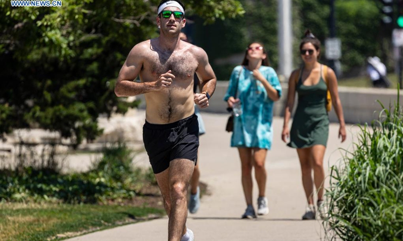 A runner is seen in Lincoln Park in Chicago, the United States, on June 11, 2021. U.S. Midwest state of Illinois, including the country's third largest city of Chicago, fully reopened on Friday amid jitters. Photo: Xinhua