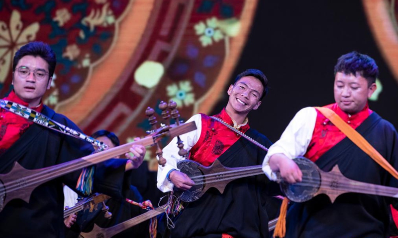 Artists perform during an event on the occasion of the China's Cultural and Natural Heritage Day in Lhasa, southwest China's Tibet Autonomous Region, June 12, 2021. Since 2006, China has celebrated Cultural Heritage Day on the second Saturday of June. In 2017, it was renamed Cultural and Natural Heritage Day.Photo:Xinhua