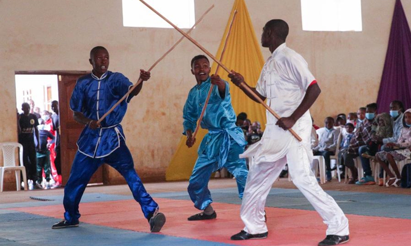 Competitors perform during the Kenyan Martial Arts Tour in Kiambu County, Kenya, June 13, 2021.(Photo: Xinhua)