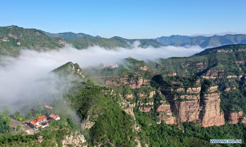 Aerial photo taken on July 3, 2021 shows a view of the Tianhe Mountain scenic spot in Xingtai, north China's Hebei Province.Photo:Xinhua
