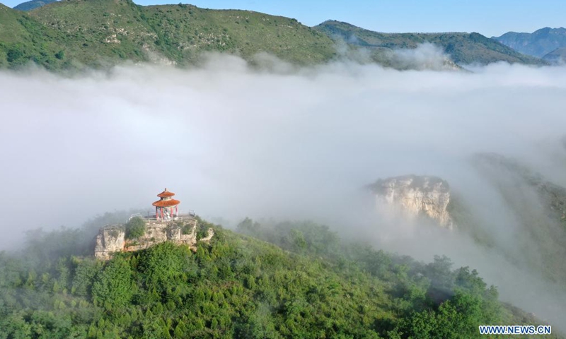 Aerial photo taken on July 3, 2021 shows a view of the Tianhe Mountain scenic spot in Xingtai, north China's Hebei Province.Photo:Xinhua