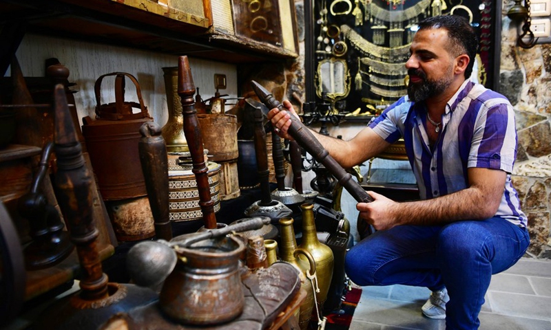 Photo taken on June 21, 2021 shows the private museum of Shadi Saleem, an antique collector who managed to open his own museum to showcase the personal collections in Sweida province in southern Syria.(Photo: Xinhua)