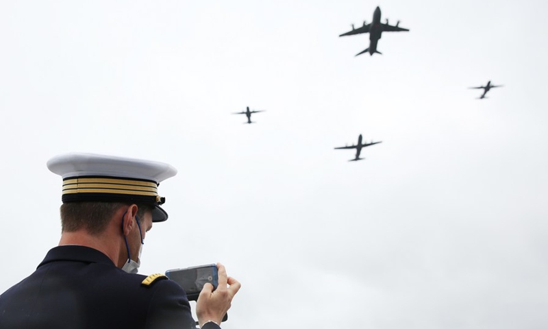 French air force aircrafts are seen during the annual Bastille Day military parade in Paris, France, July 14, 2021.(Photo: Xinhua)
