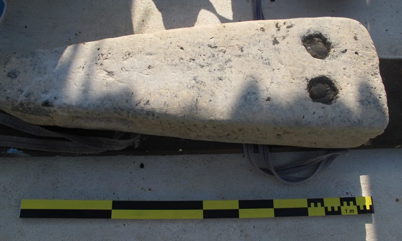 Photo taken on July 19, 2021 shows a cultural relic unearthed during an underwater archaeological mission in the coastal city of Alexandria in Egypt.(Photo: Xinhua)