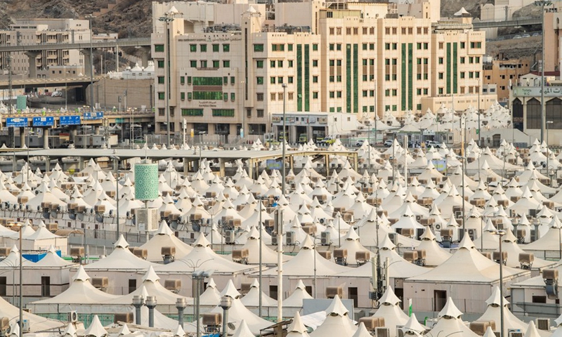 This is the City of Tents at the Mina site in southeast Mecca of Saudi Arabia, taken on July 18, 2021.(Photo: Xinhua)