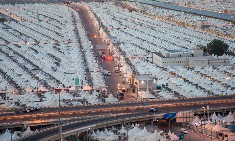 This is the City of Tents at the Mina site in southeast Mecca of Saudi Arabia, taken on July 18, 2021.(Photo: Xinhua)