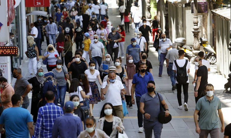 Pedestrians walk on a street in Ankara, Turkey, on July 1, 2021.(Photo: Xinhua)