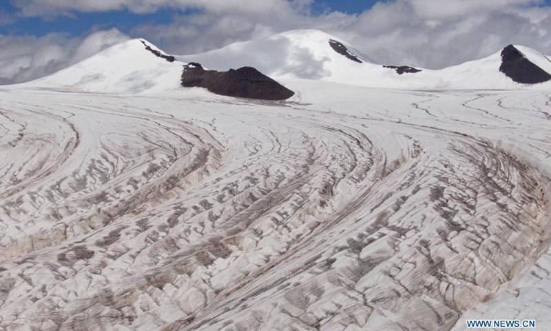 Aerial photo taken on July 26, 2021 shows the glacier at the headstream region of the Yangtze River in China. Chinese scientists launched a new round of expedition recently in the headwater region of the Yangtze River to investigate the region's ecological conditions.(Photo: Xinhua)
