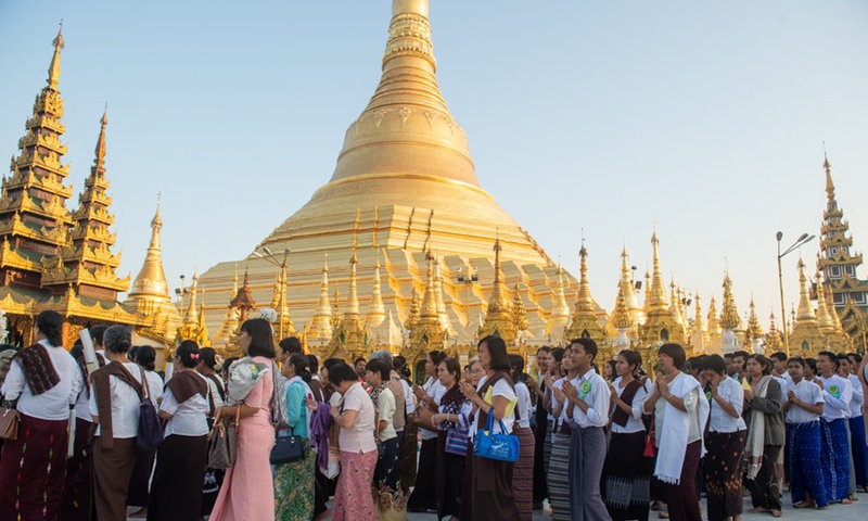 People visit the Shwedagon Pagoda in Yangon, Myanmar, Jan. 11, 2020.(Photo: Xinhua)