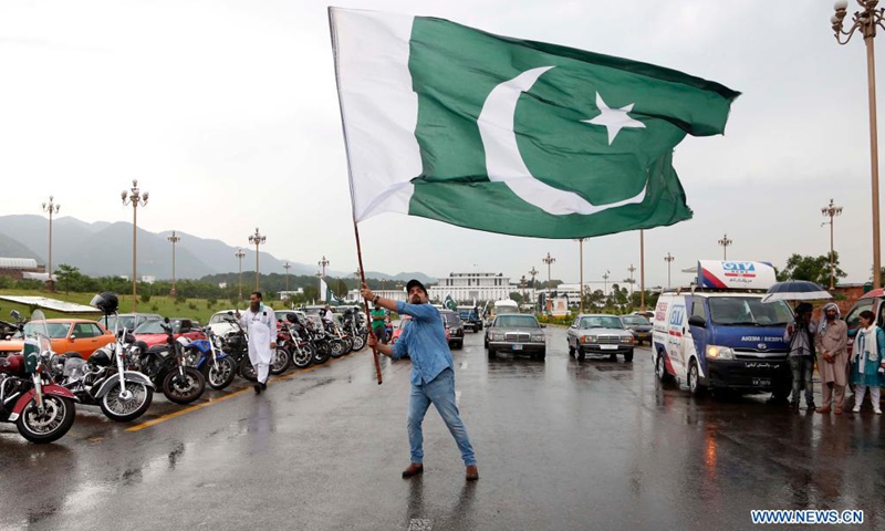 Participants attend a rally to mark Pakistan's Independence Day in Islamabad, capital of Pakistan on Aug. 14, 2021.Photo:Xinhua