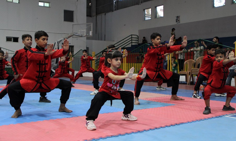 Palestinian teenagers participate in a local championship in Gaza City, Aug. 13, 2021.(Photo: Xinhua)