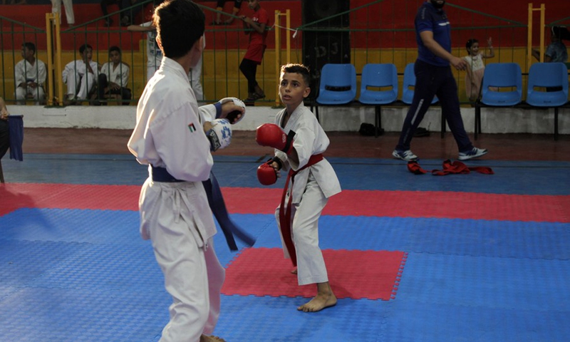 Palestinian teenagers participate in a local championship in Gaza City, Aug. 13, 2021.(Photo: Xinhua)