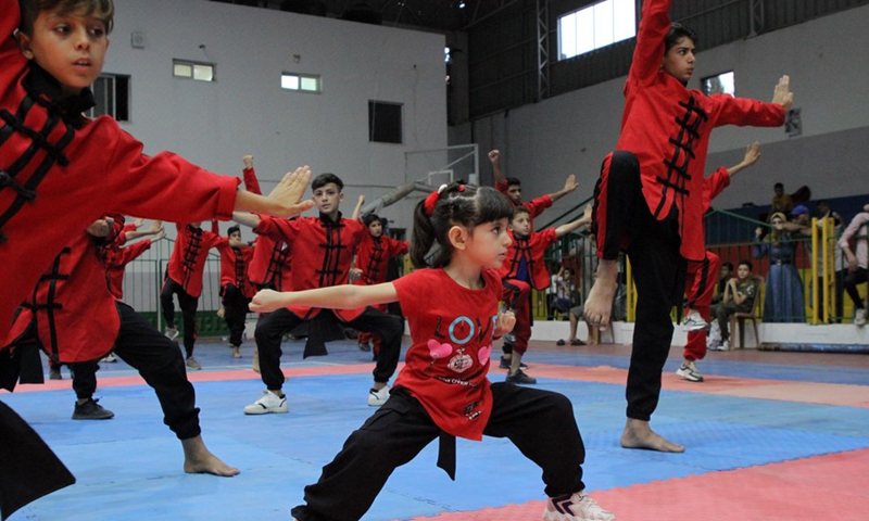 Palestinian teenagers participate in a local championship in Gaza City, Aug. 13, 2021.(Photo: Xinhua)