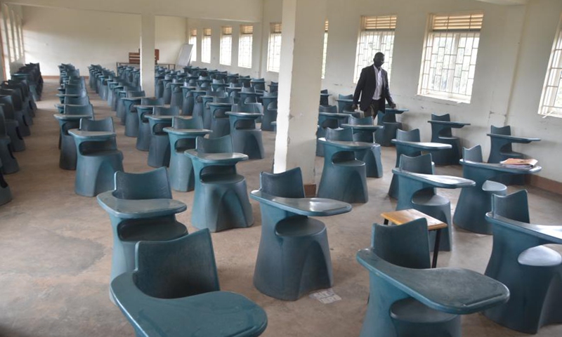 Photo taken on Aug. 13, 2021 shows the lecture room at a medical school in Kampala, Uganda. (Photo: Xinhua)