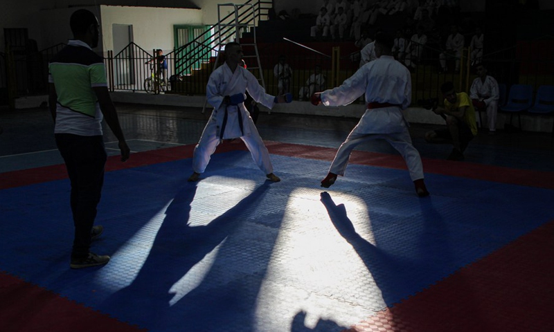 Palestinian teenagers participate in a local championship in Gaza City, Aug. 13, 2021.(Photo: Xinhua)
