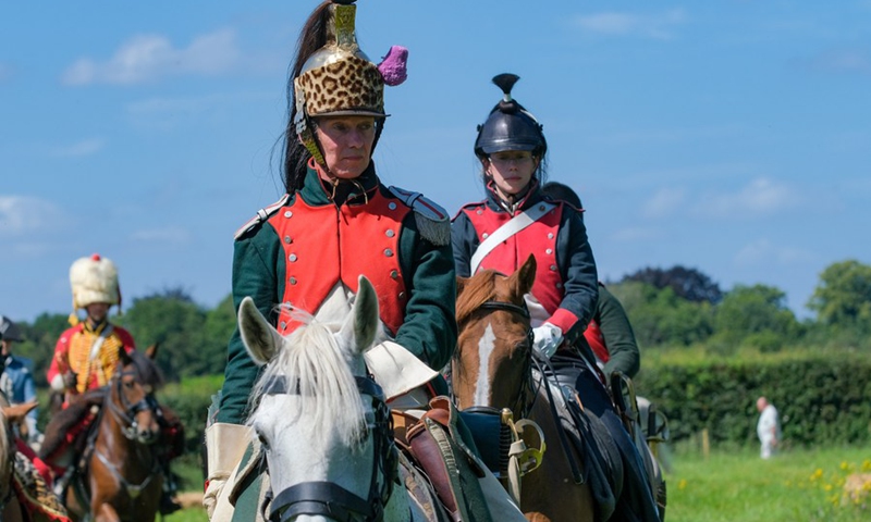 Riders take part in a cavalry competition on the site of Battle of Waterloo, in Braine-l'Alleud, Belgium, Aug. 14, 2021.(Photo: Xinhua)