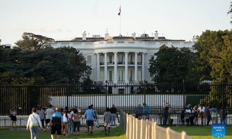 Tourists are seen near the White House in Washington, D.C., the United States, Sept. 3, 2021.Photo:Xinhua