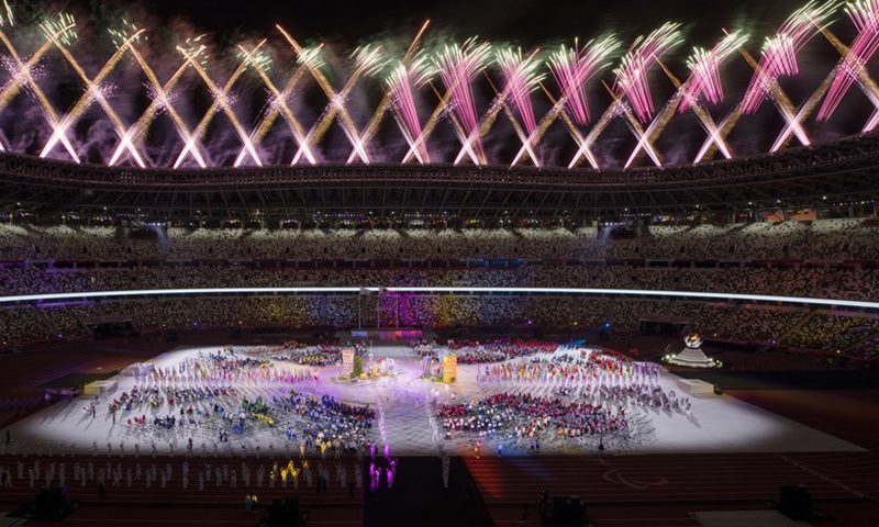Photo taken on Sept. 5, 2021 shows the closing ceremony of the Tokyo 2020 Paralympic Games at the Olympic Stadium in Tokyo, Japan.(Photo: Xinhua)
