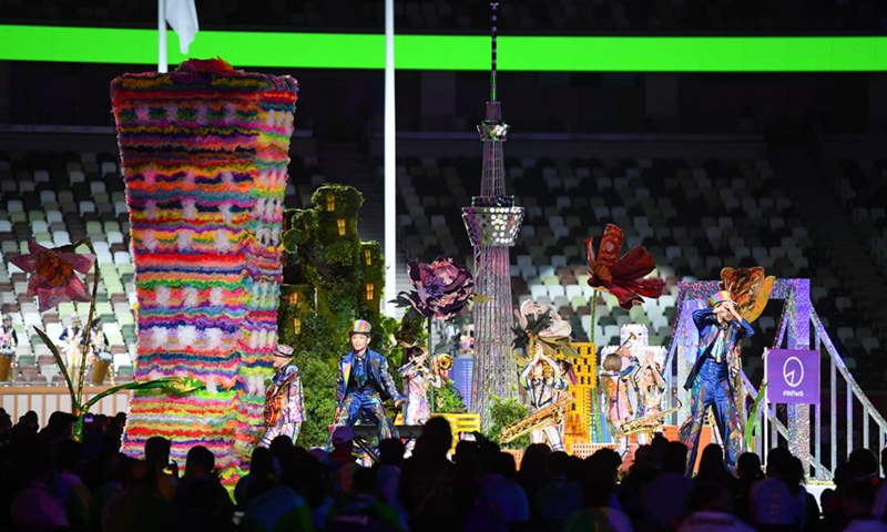 Photo taken on Sept. 5, 2021 shows the performance during the closing ceremony of the Tokyo 2020 Paralympic Games at the Olympic Stadium in Tokyo, Japan.(Photo: Xinhua)