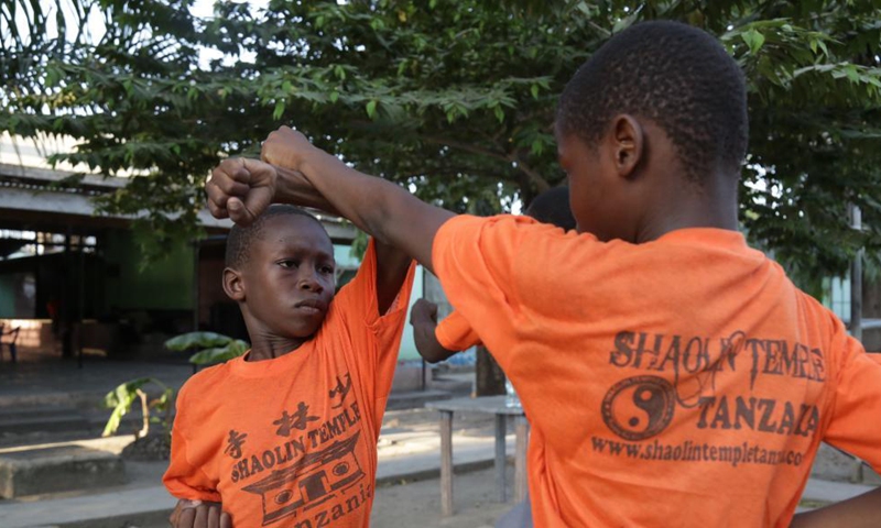 Learners practice Kung Fu (Chinese martial arts) in Dar es Salaam, Tanzania, on Sept. 7, 2021. Photo:Xinhua