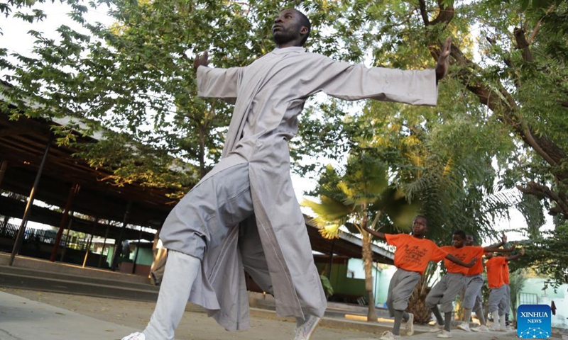 Learners practice Kung Fu (Chinese martial arts) in Dar es Salaam, Tanzania, on Sept. 7, 2021. Photo:Xinhua