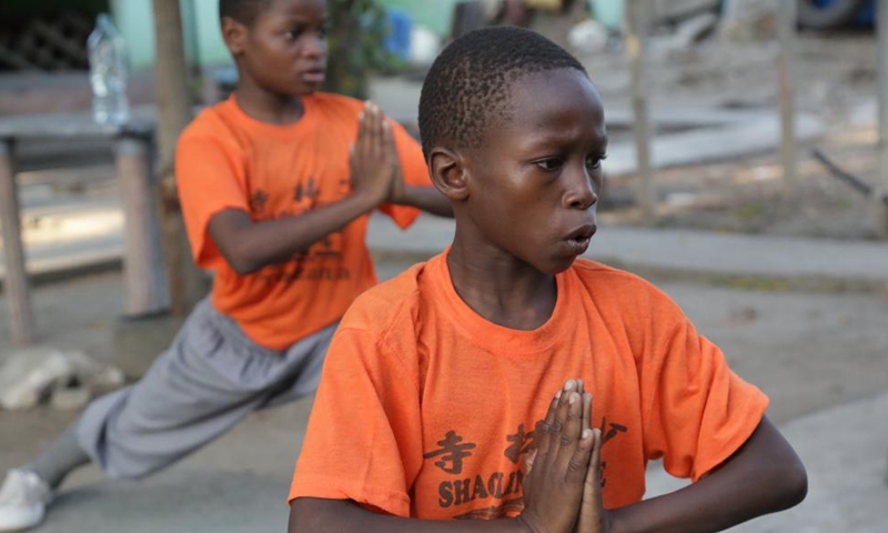 Learners practice Kung Fu (Chinese martial arts) in Dar es Salaam, Tanzania, on Sept. 7, 2021. Photo:Xinhua