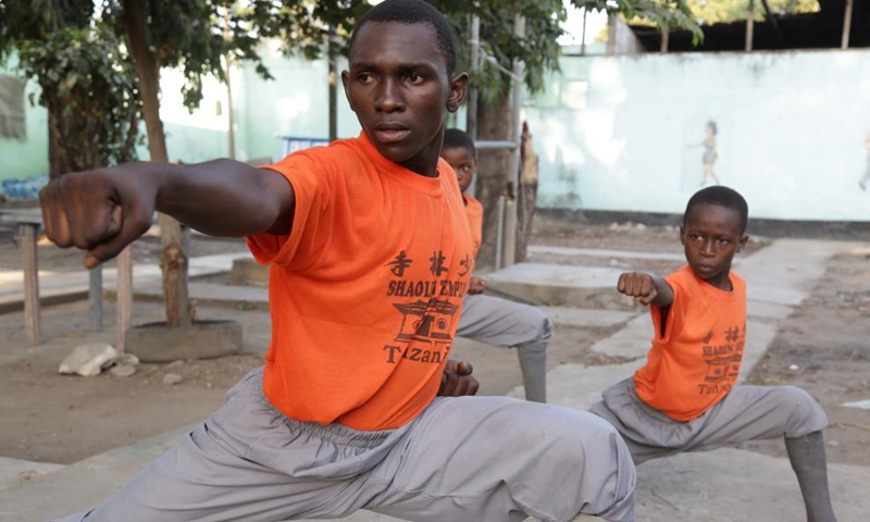 Learners practice Kung Fu (Chinese martial arts) in Dar es Salaam, Tanzania, on Sept. 7, 2021. Photo:Xinhua