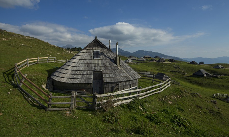 Herdsman huts are seen in Velika planina, Kamnik, Slovenia, Sept. 8, 2021.(Photo: Xinhua)