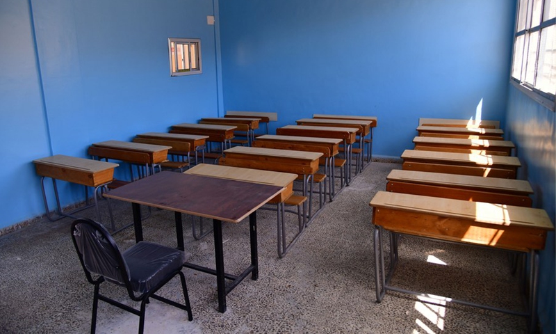 Photo taken on Sept. 13, 2021 shows a classroom after rehabilitation in the Daraya suburb, west of the capital Damascus, Syria, on Sept. 13, 2021(Photo: Xinhua)
