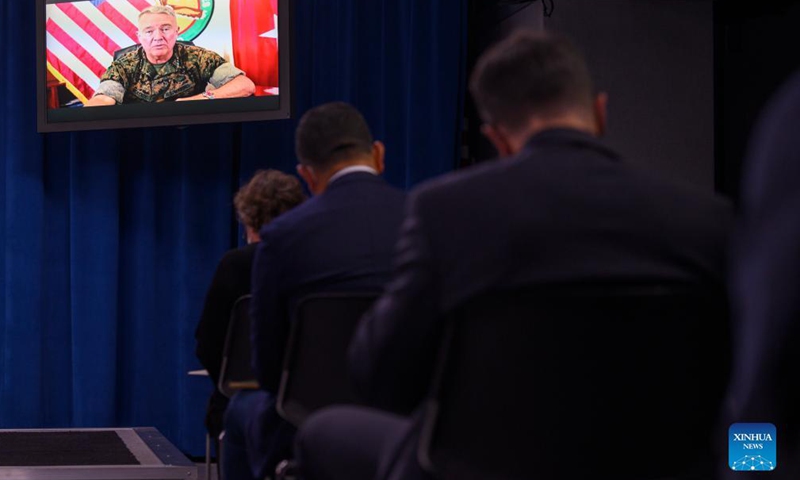 Kenneth McKenzie, commander of the US Central Command, attends a Pentagon press briefing via video link in Washington, DC Sep 17, 2021. The US military admitted on Friday that a US drone strike in late August in Kabul of Afghanistan killed as many as 10 civilians, including 7 children.Photo:Xinhua
