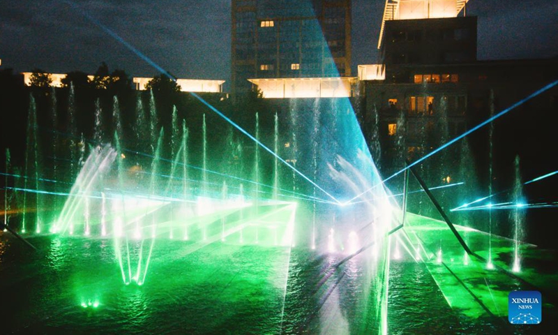 Photo taken on Oct. 1, 2021 shows a light installation during Essen light festival in Essen, Germany. The light festival in Essen kicked off on Friday and will last till Oct. 10.Photo:Xinhua