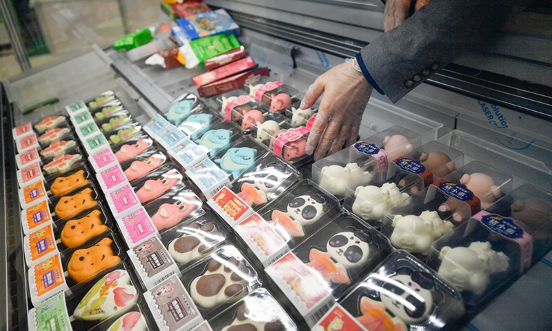 Ice cream products are seen during Ice Cream China 2021 held in north China's Tianjin Municipality, Oct. 11, 2021. (Photo: Xinhua)